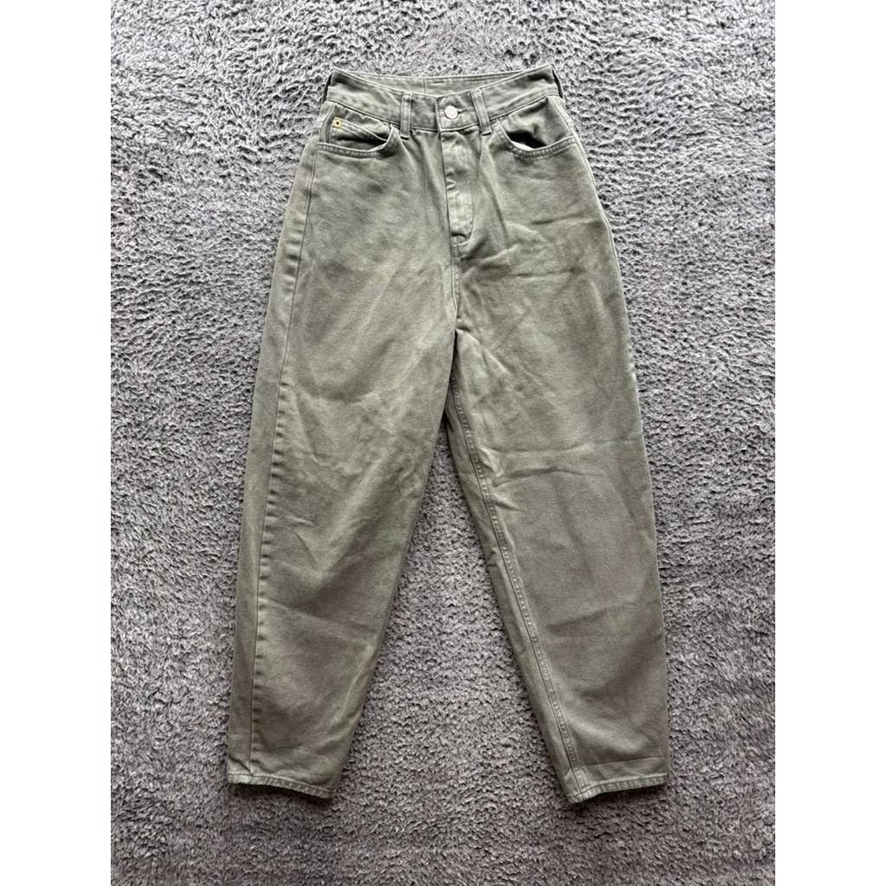 Grove Relaxed Fit High Rise Straight Denim Jeans Olive Green Womens Size 22 x 28